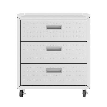 MANHATTAN COMFORT Fortress 31.5" Mobile Garage Chest with Drawers 4GMCC-WH